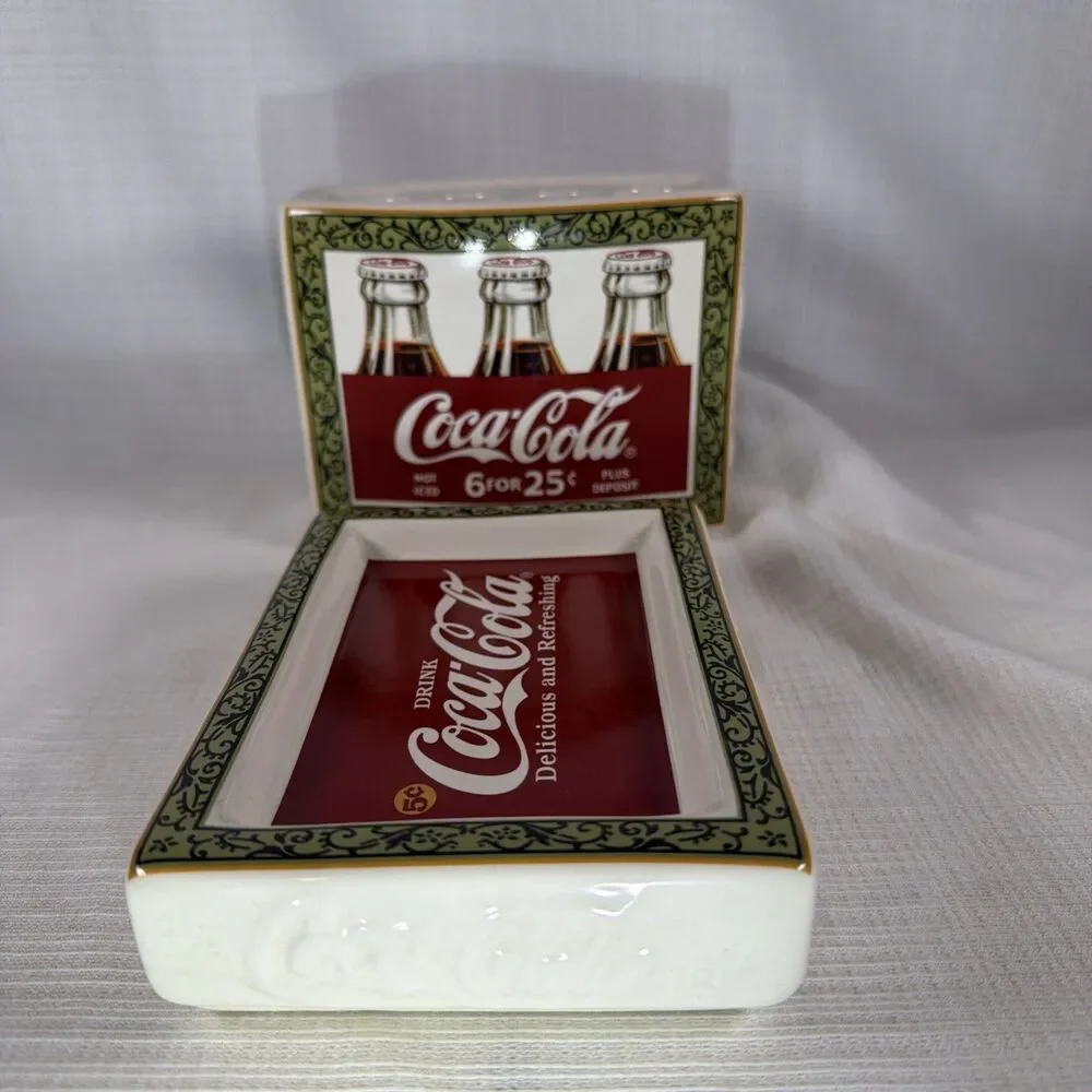 Vintage Coca-Cola Ceramic 2-Piece Bathroom Accessory Set
